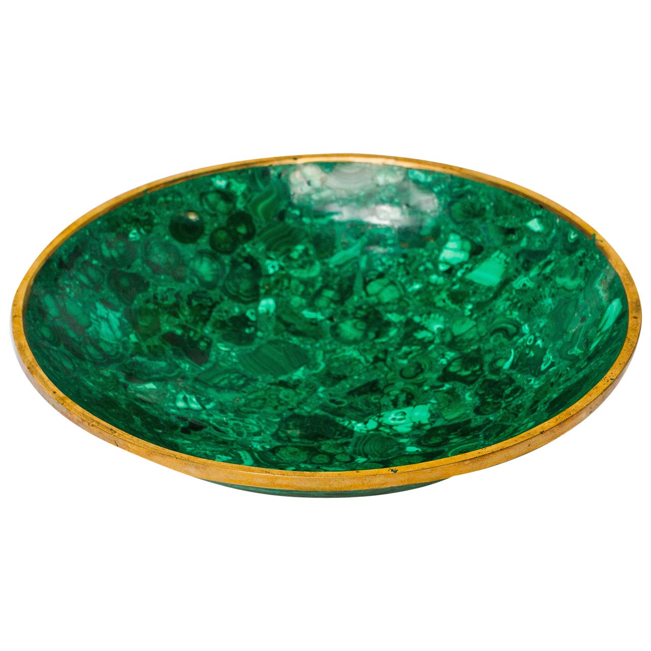 Malachite Bowl with Bronze Rim