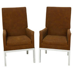 Pair of High Back Steel Base Chairs