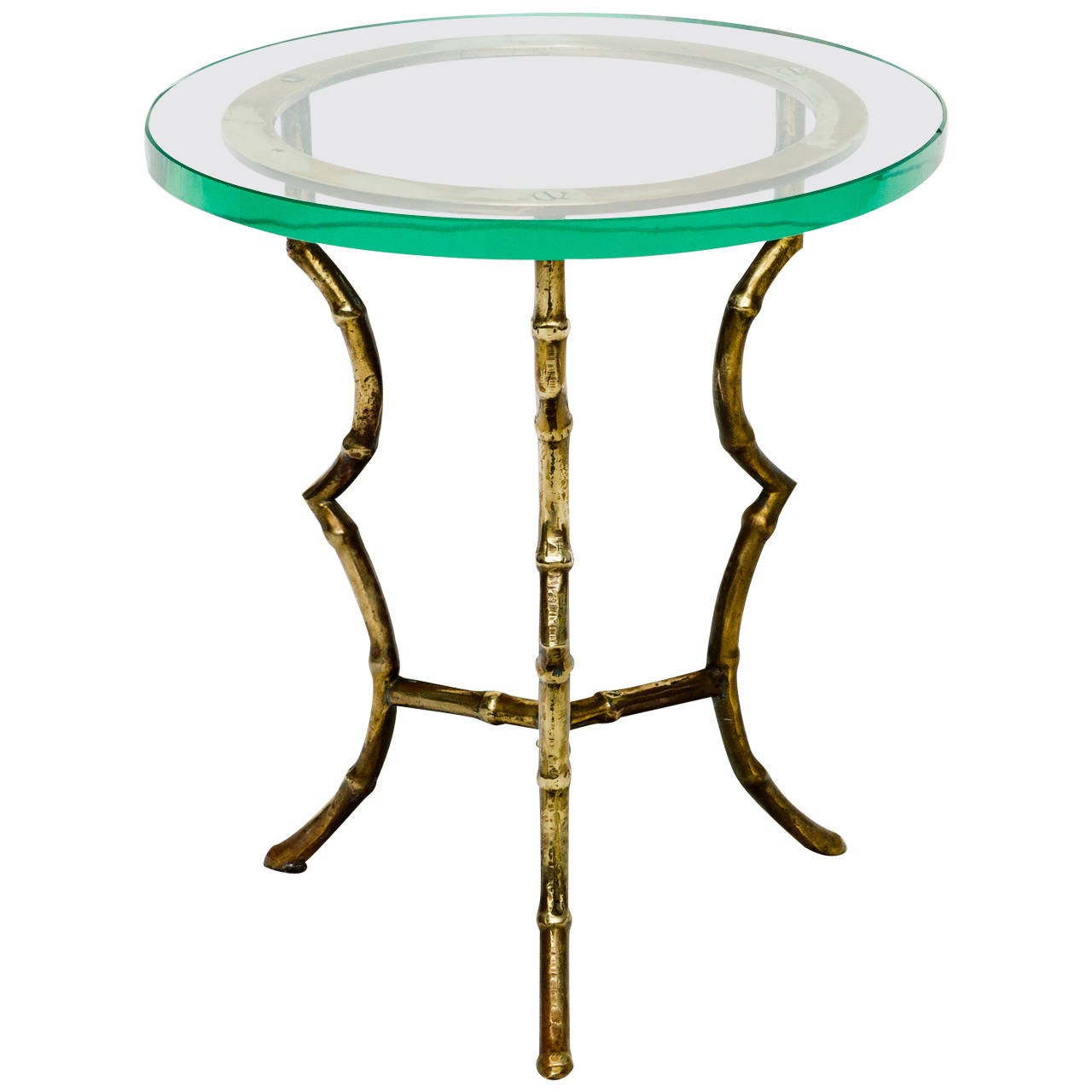 Italian Brass Faux Bamboo Side Table For Sale at 1stdibs