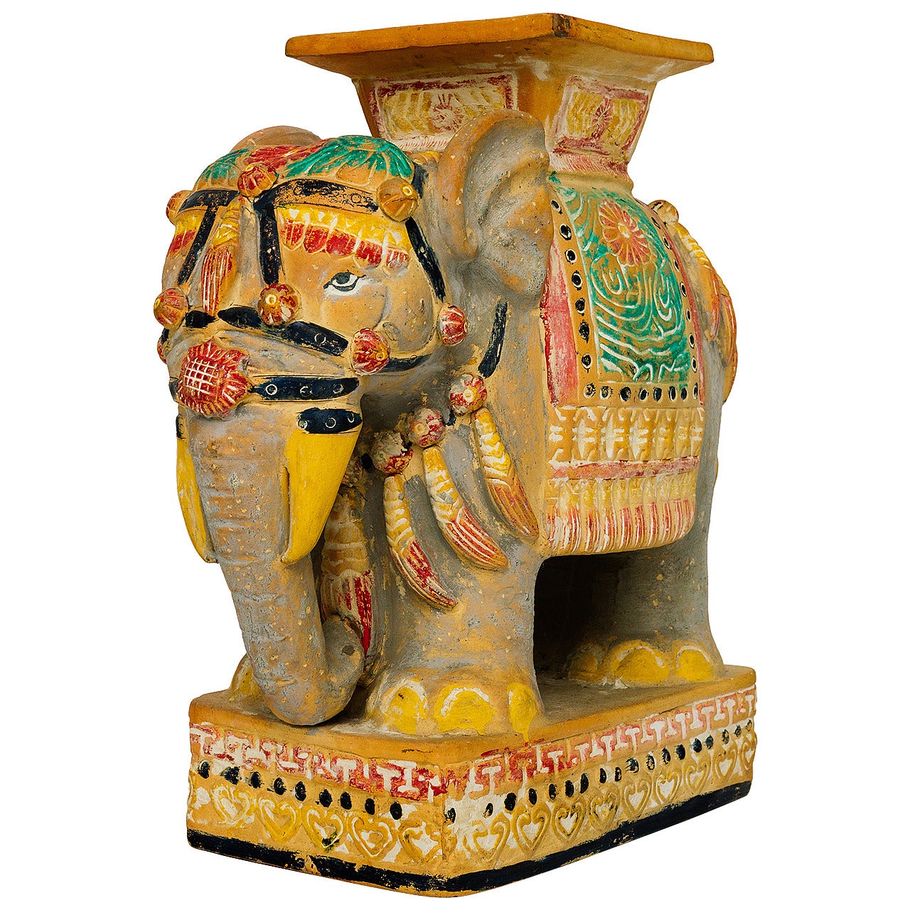 Unglazed Ceramic Elephant Table