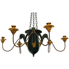 Rare French Carved Wood Panther Chandelier
