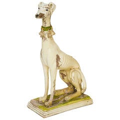 Retro Distressed Painted Resin Greyhound