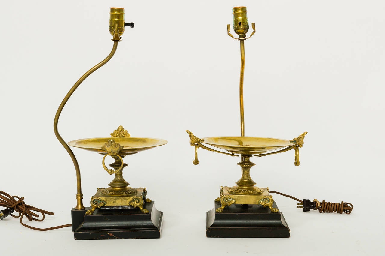 Pair of French Bronze Tazza Lamps 2