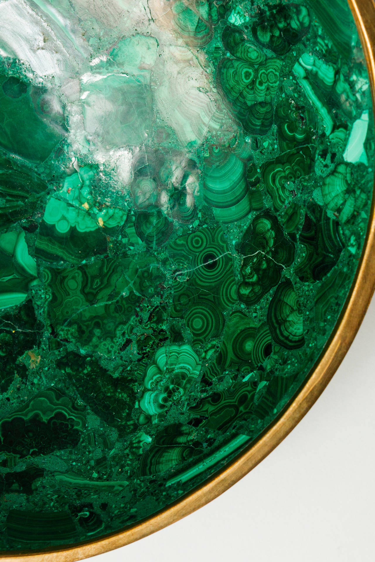 Malachite Bowl with Bronze Rim 1