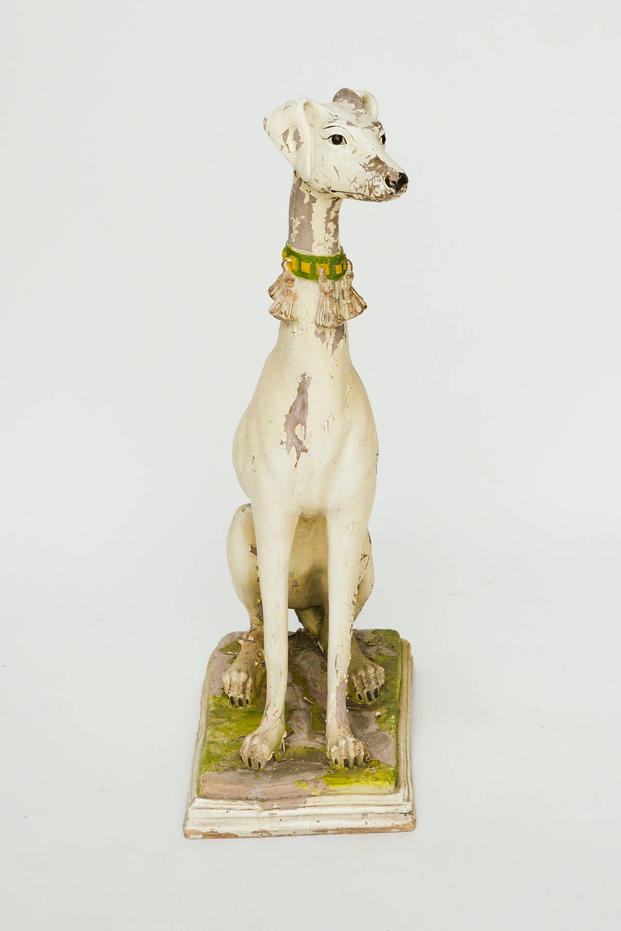 Late 20th Century Distressed Painted Resin Greyhound