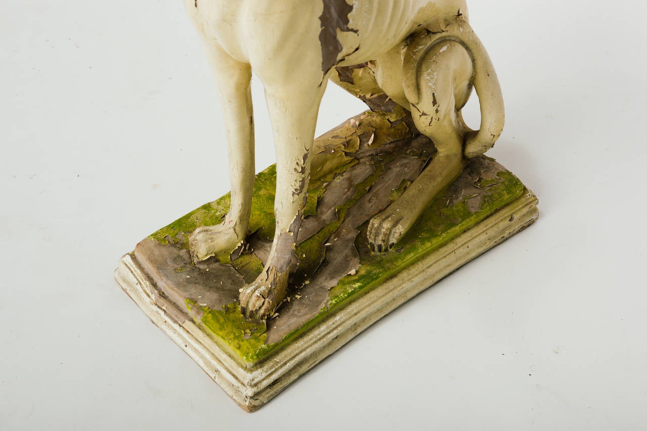 Distressed Painted Resin Greyhound In Distressed Condition In Tarrytown, NY
