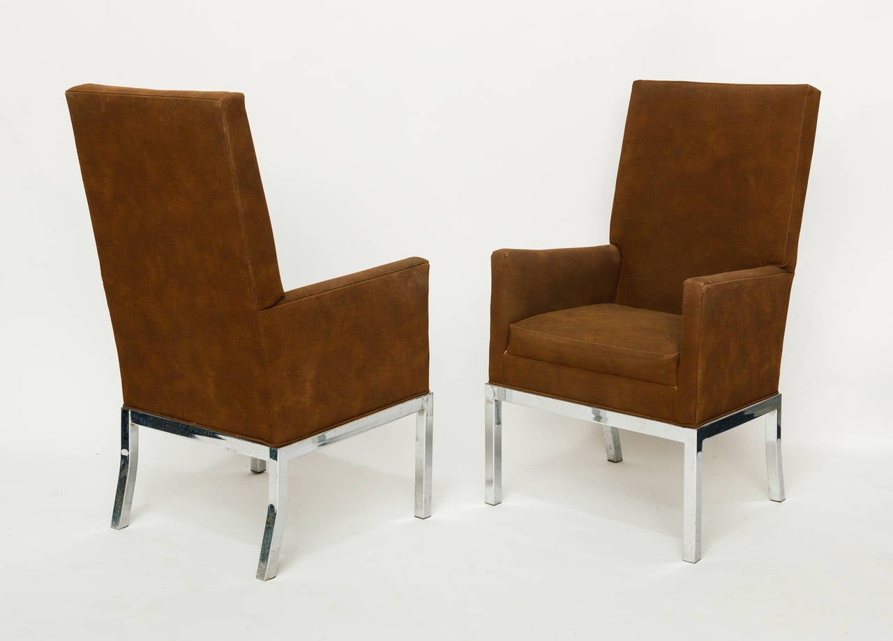 Pair of High Back Steel Base Chairs 1