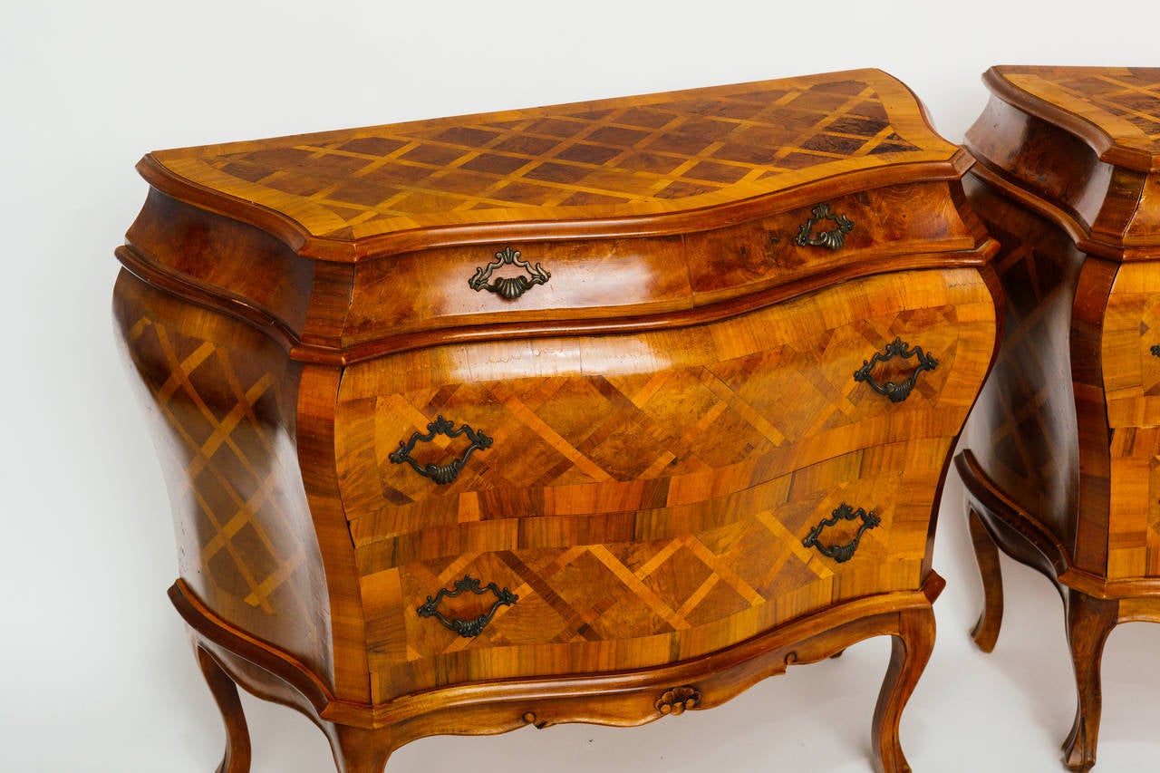 Pair of Italian Parquetry Bombay Chests 1