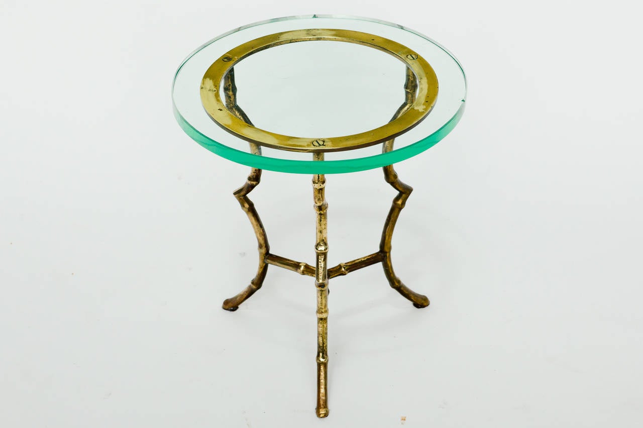 Mid-20th Century Italian Brass Faux Bamboo Side Table