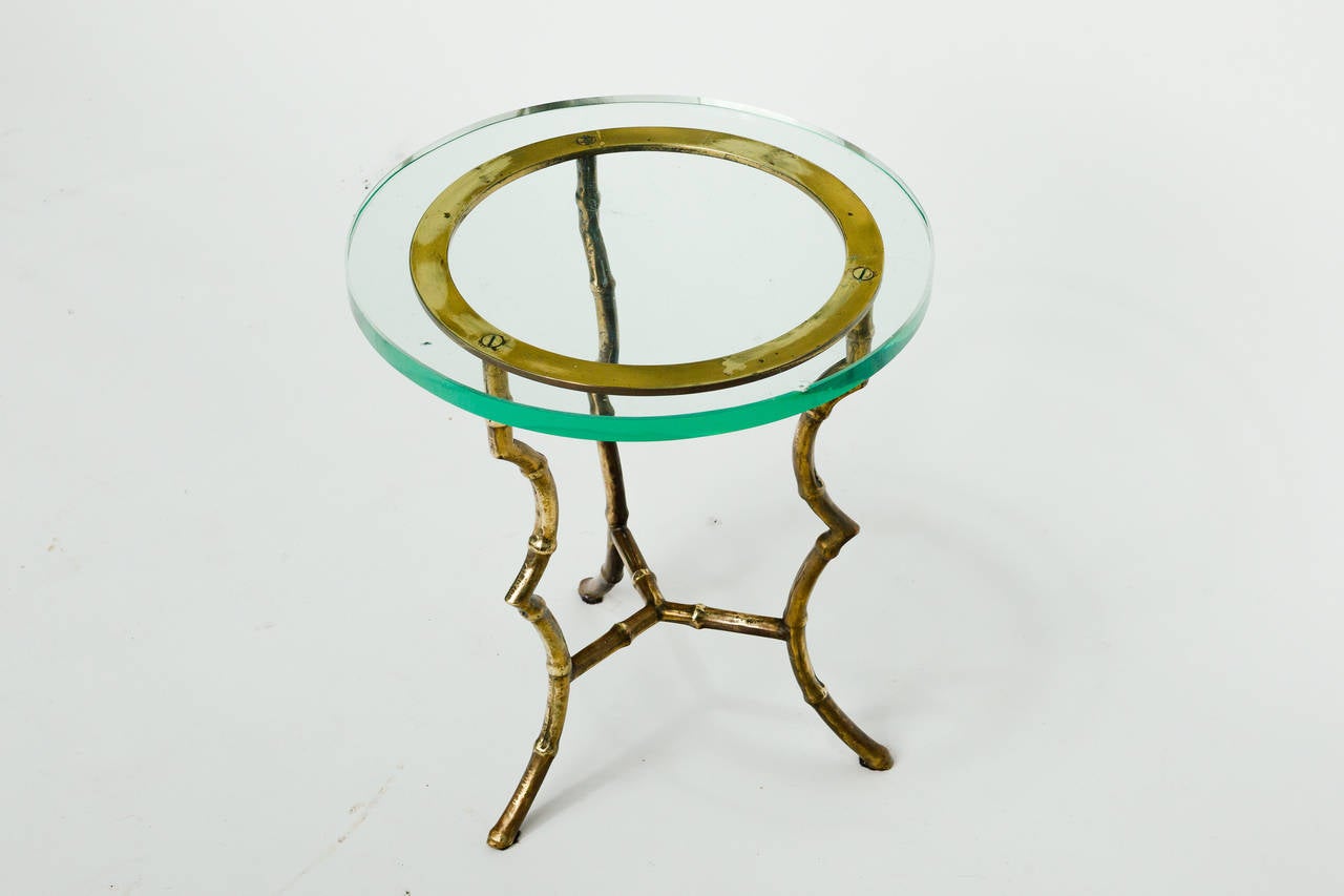 Italian Brass Faux Bamboo Side Table 1