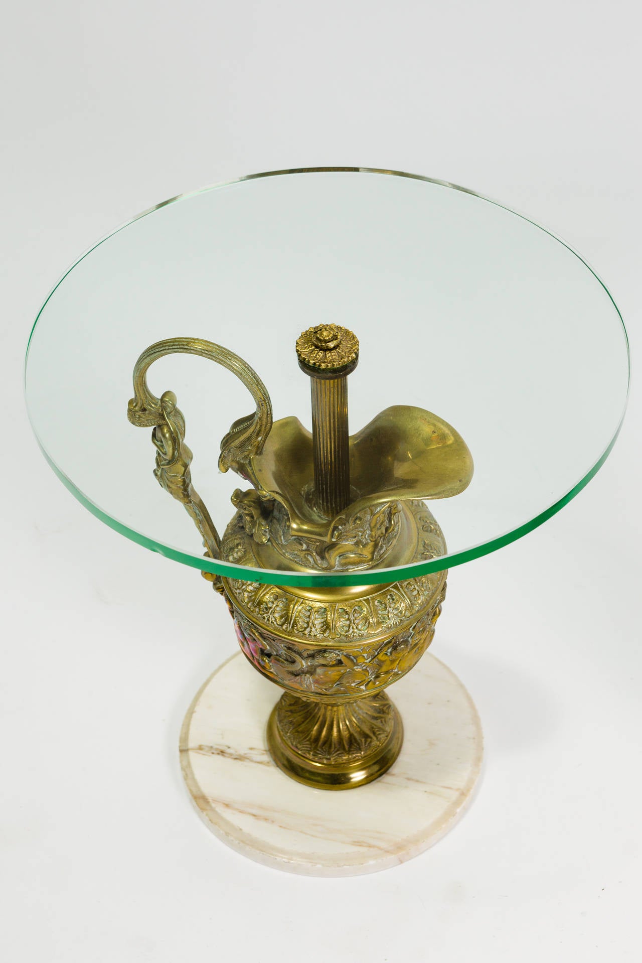 Pair of Classical Bronze Urn Base Side Tables In Good Condition In Tarrytown, NY
