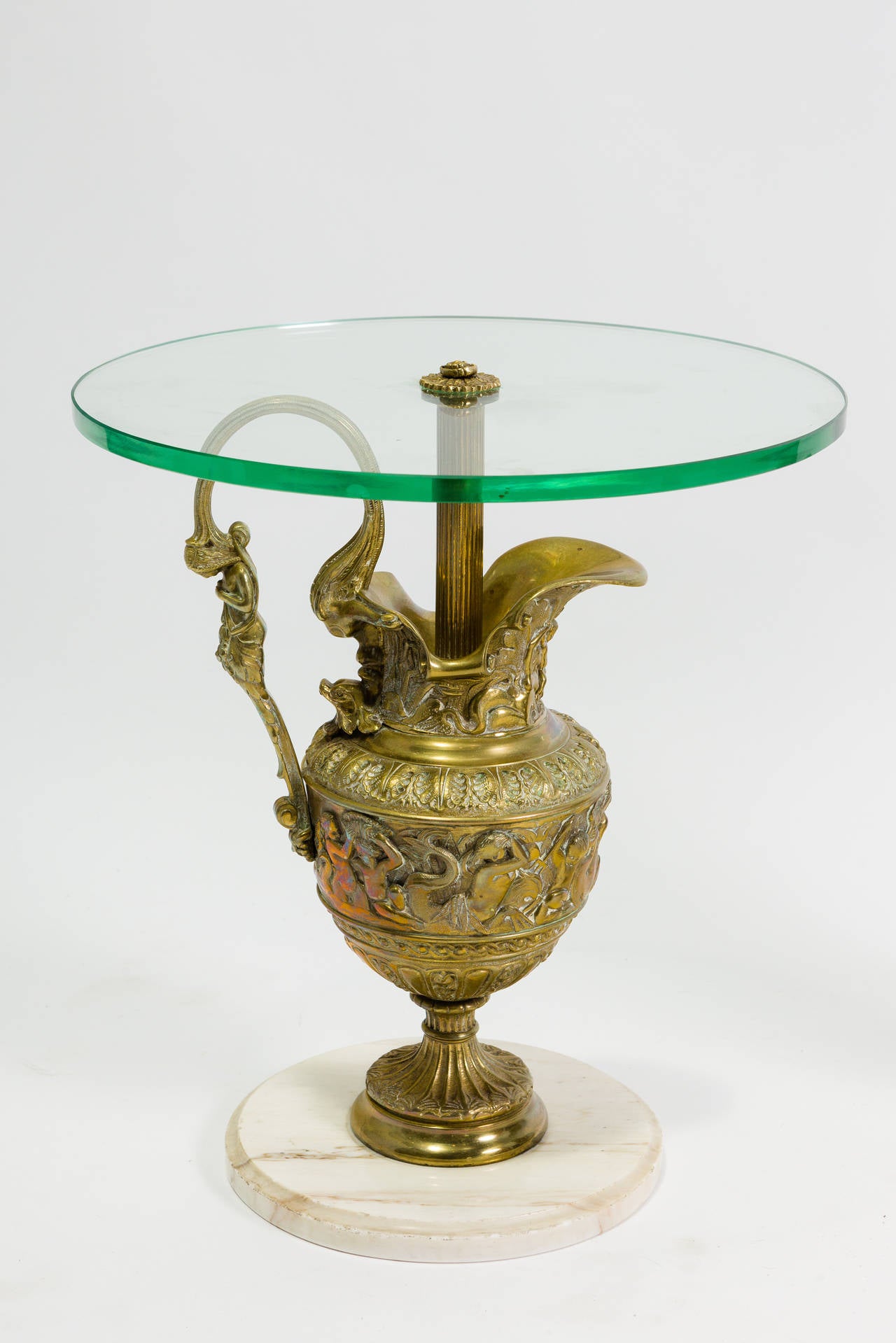 Mid-20th Century Pair of Classical Bronze Urn Base Side Tables