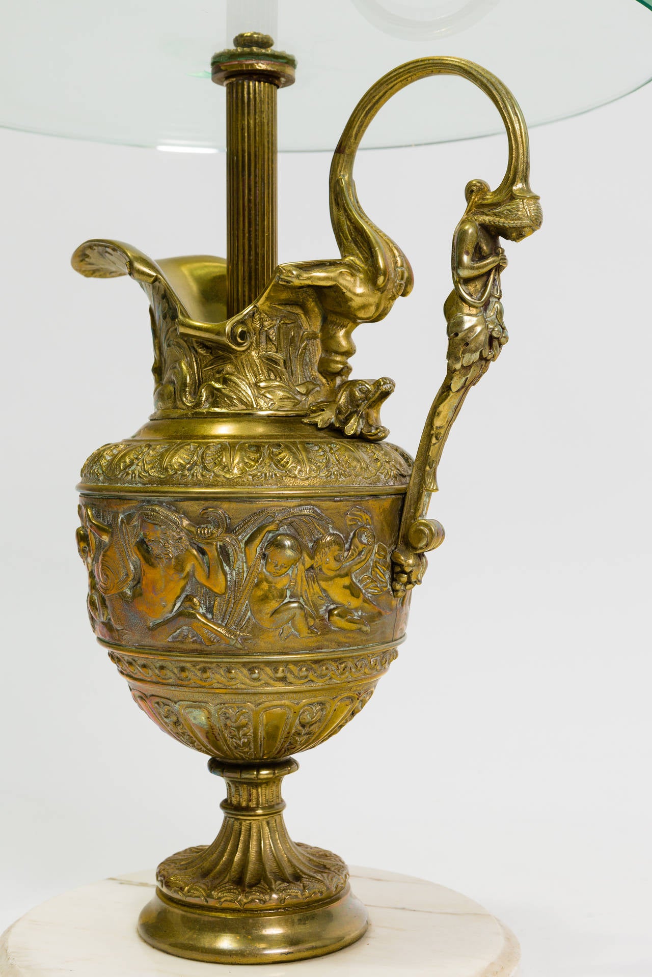 Brass Pair of Classical Bronze Urn Base Side Tables