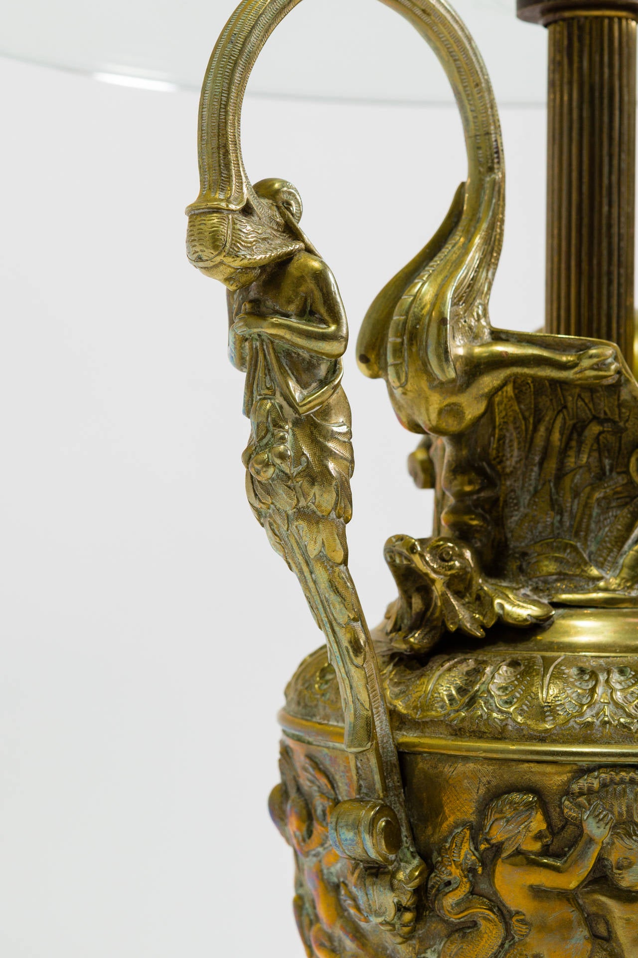 Pair of Classical Bronze Urn Base Side Tables 1