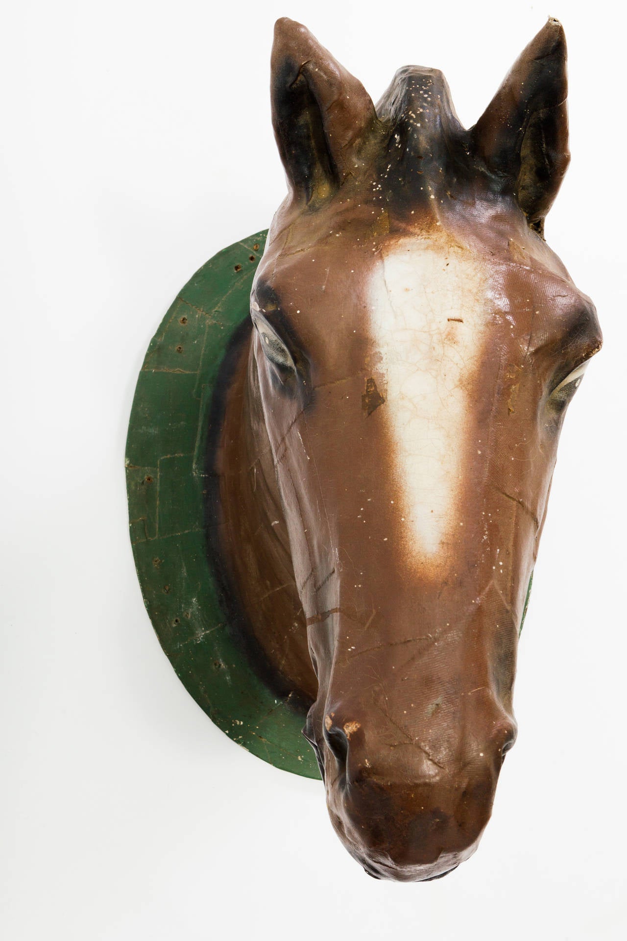 1940s LifeSized Papier Mâché Horse Head from a Connecticut Carnival at