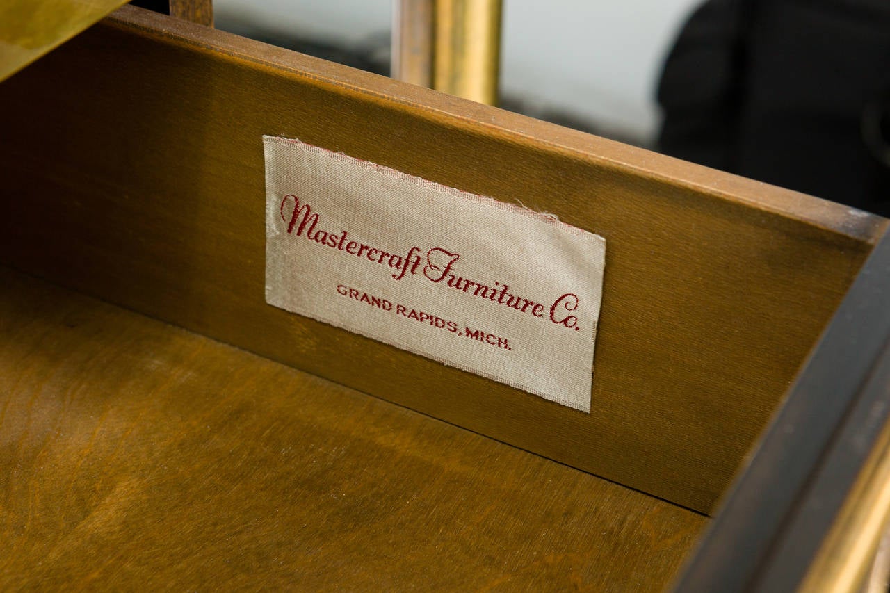 Mastercraft Burl Wood and Patinated Brass Console Table