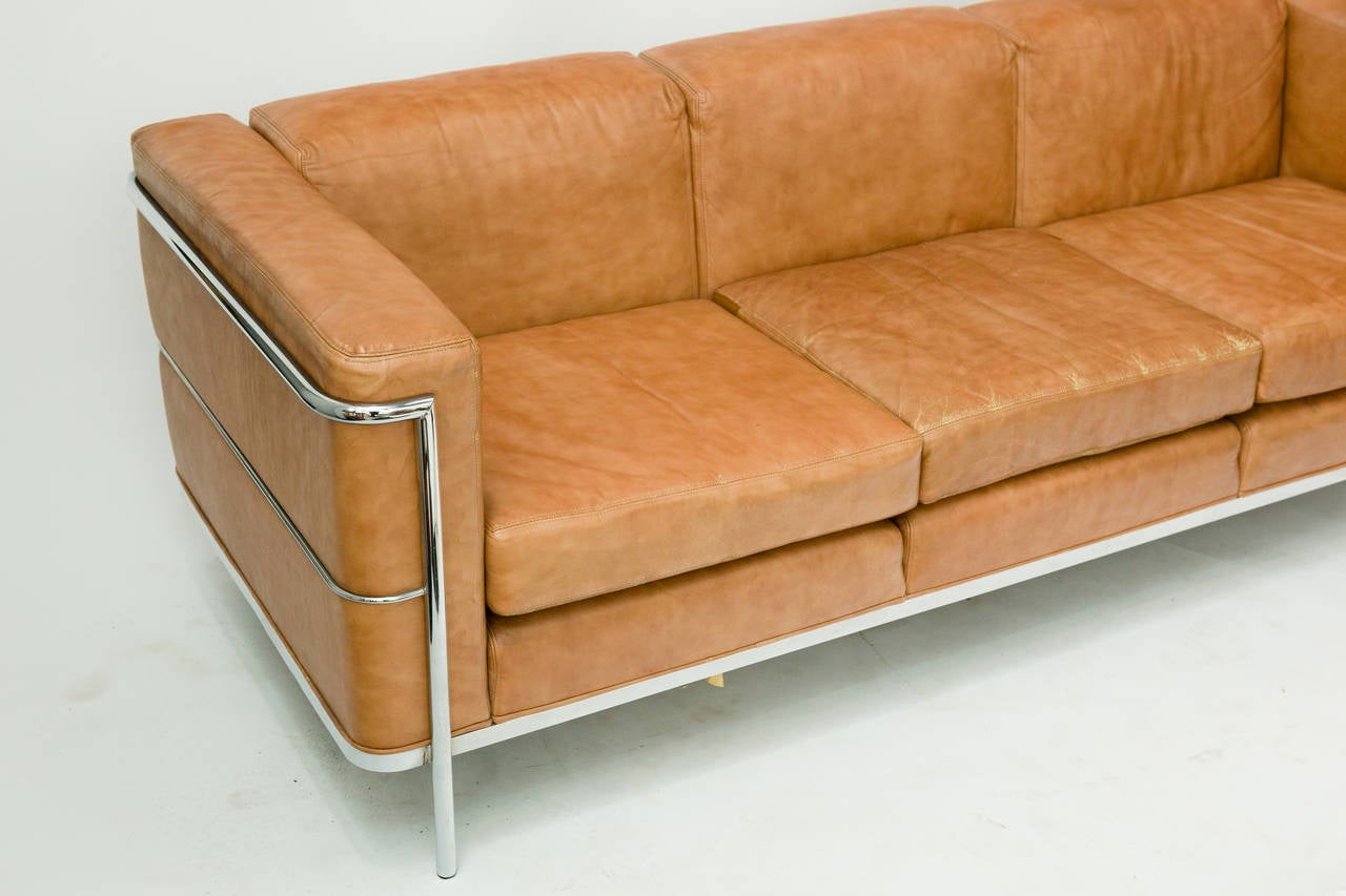 Late 20th Century Jack Cartwright Leather and Chrome Couch
