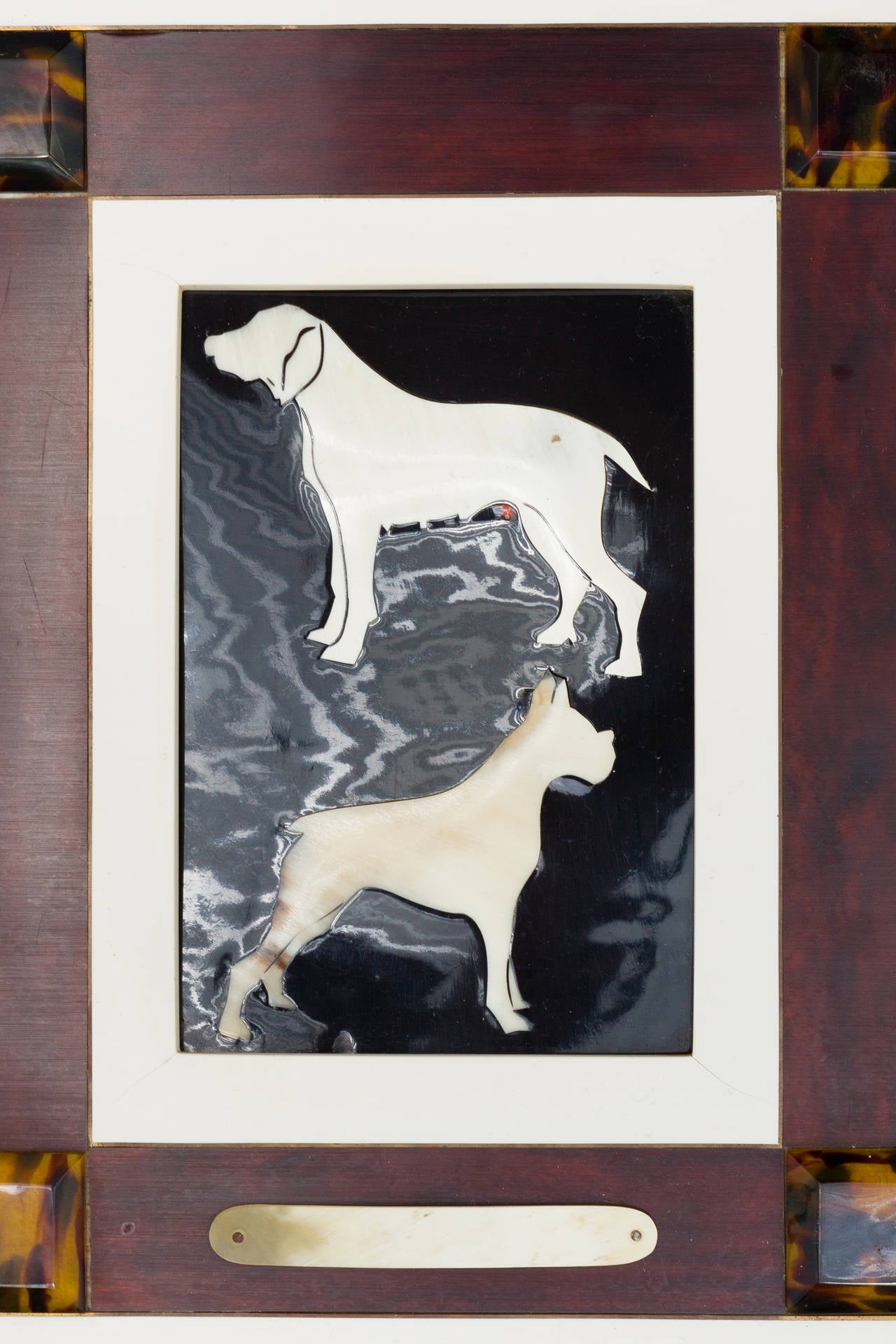 Mid-20th Century Italian Horn and Resin Dog Picture