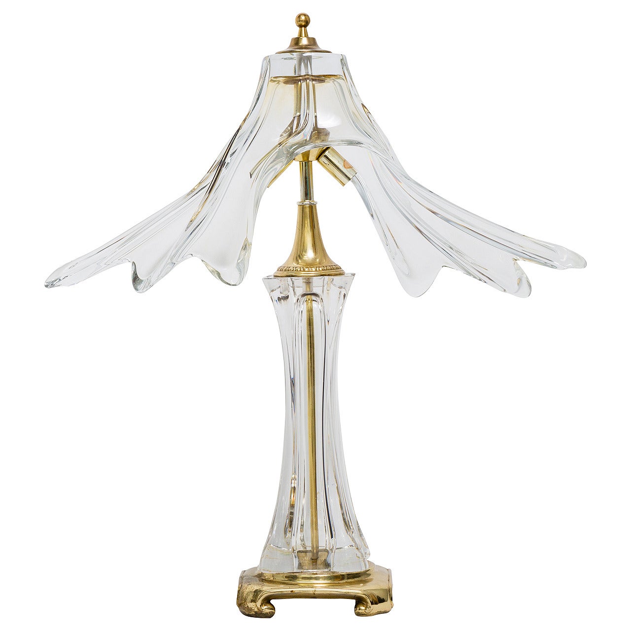 Cofrac Art Verrier Crystal French Table Lamp For Sale