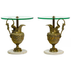 Pair of Classical Bronze Urn Base Side Tables