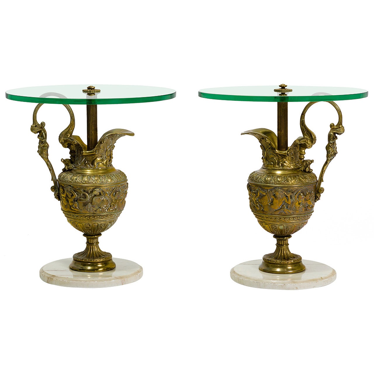 Pair of Classical Bronze Urn Base Side Tables