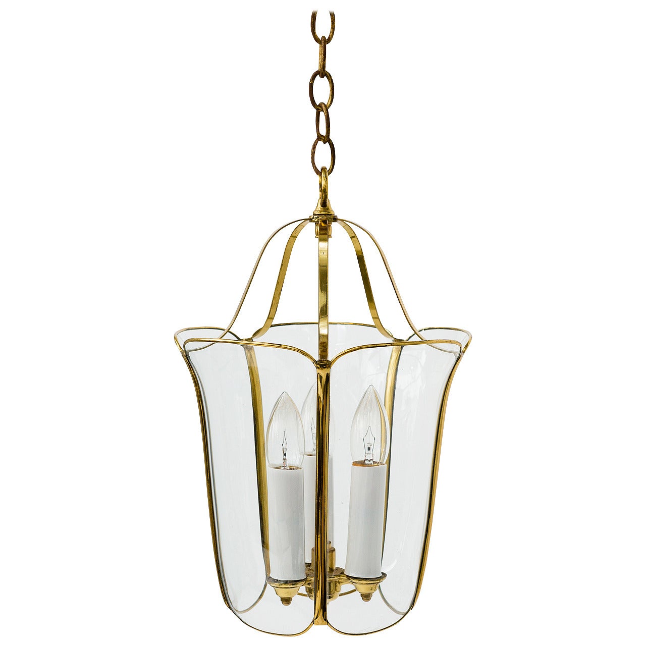 Brass and Glass Tulip Pendant Lamp