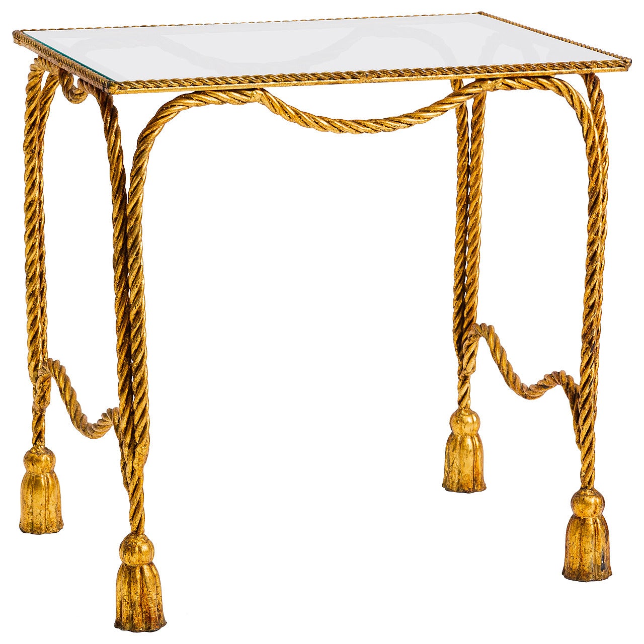 Italian Gilt Iron Rope and Tassel Table