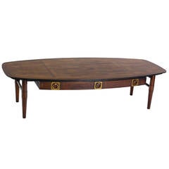 Walnut and Brass Coffee Table by Bert England for Johnson Furniture