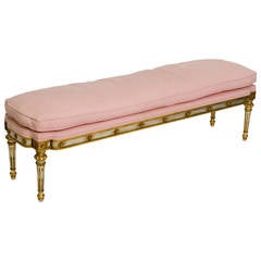 Vintage French Gilt and Silver Leaf Long Bench