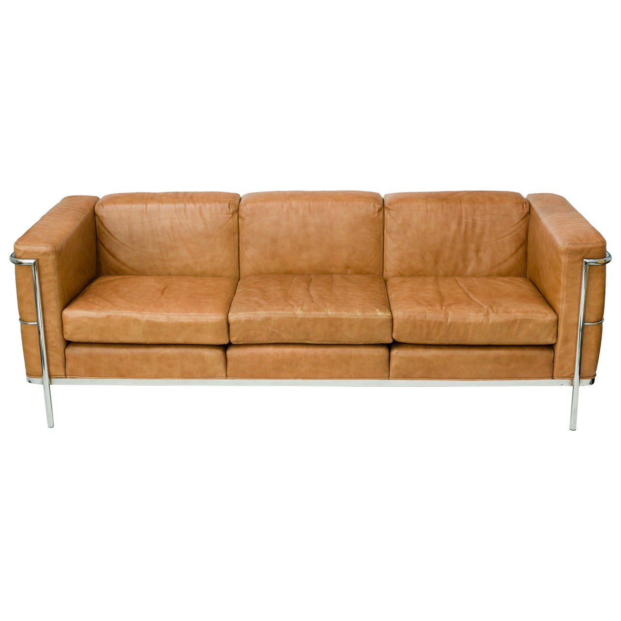 Jack Cartwright Leather and Chrome Couch