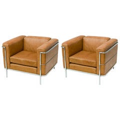 Pair of Jack Cartwright Leather and Chrome Chairs