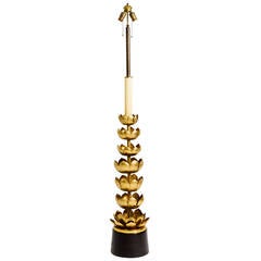 Vintage Rare Brass Lotus Floor Lamp by Feldman