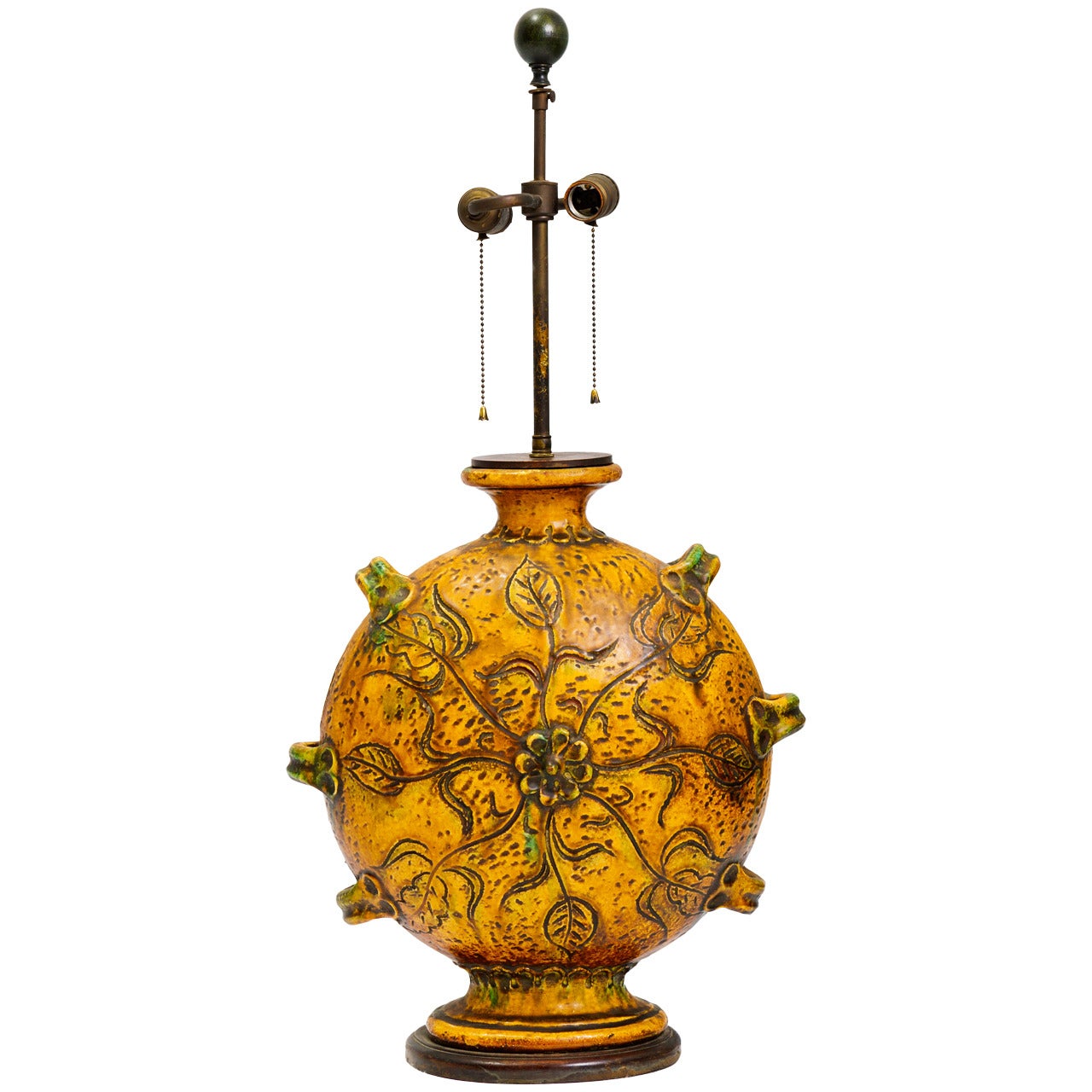 Monumental Glazed Stoneware Lamp For Sale