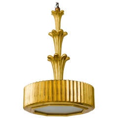 Hand-Carved Wood and Gold Leaf Chandelier