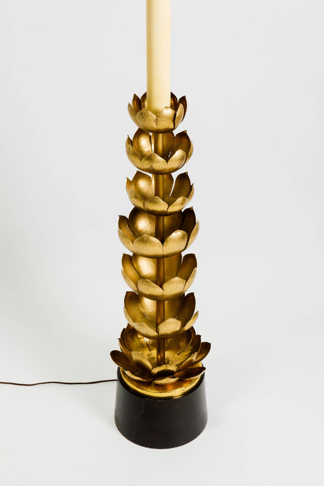 Rare Brass Lotus Floor Lamp by Feldman