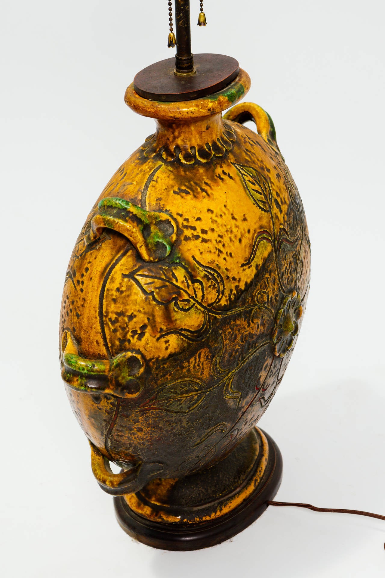 Italian Monumental Glazed Stoneware Lamp For Sale