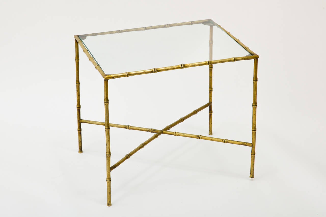 Mid-20th Century Italian Brass Faux Bamboo Accent Table For Sale