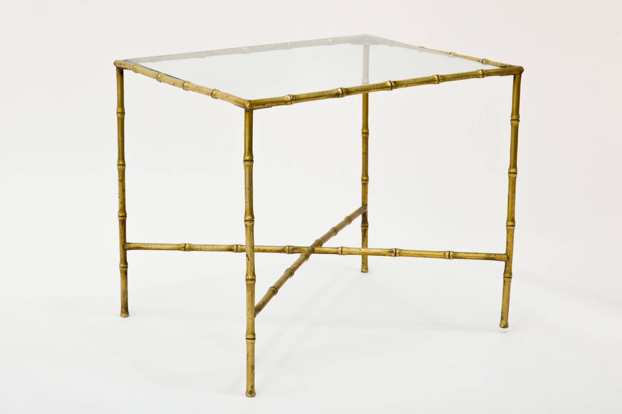 Italian Brass Faux Bamboo Accent Table In Good Condition For Sale In Tarrytown, NY
