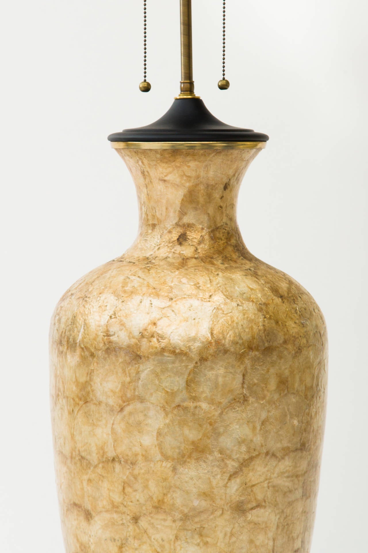 Mid-20th Century Large Capiz Shell Lamp For Sale
