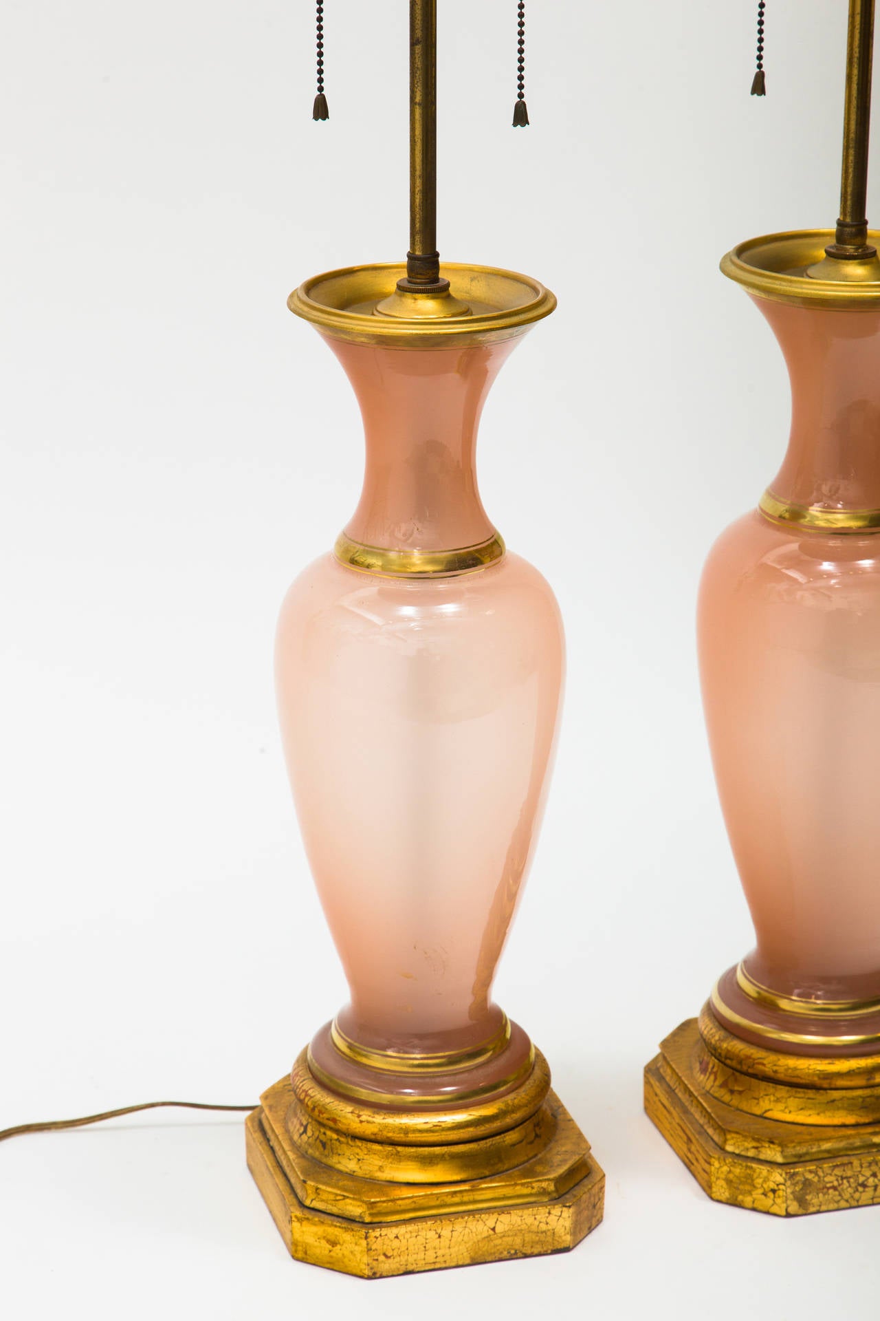 Pair of Opaline Table Lamps In Good Condition In Tarrytown, NY