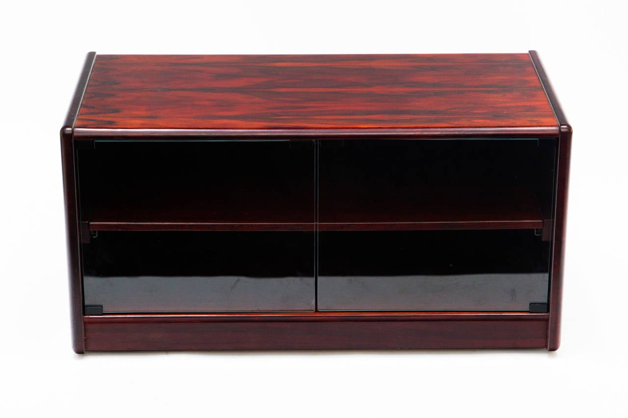 Preben Schou Danish rosewood cabinet with glass doors. Cabinet is finished on the back.