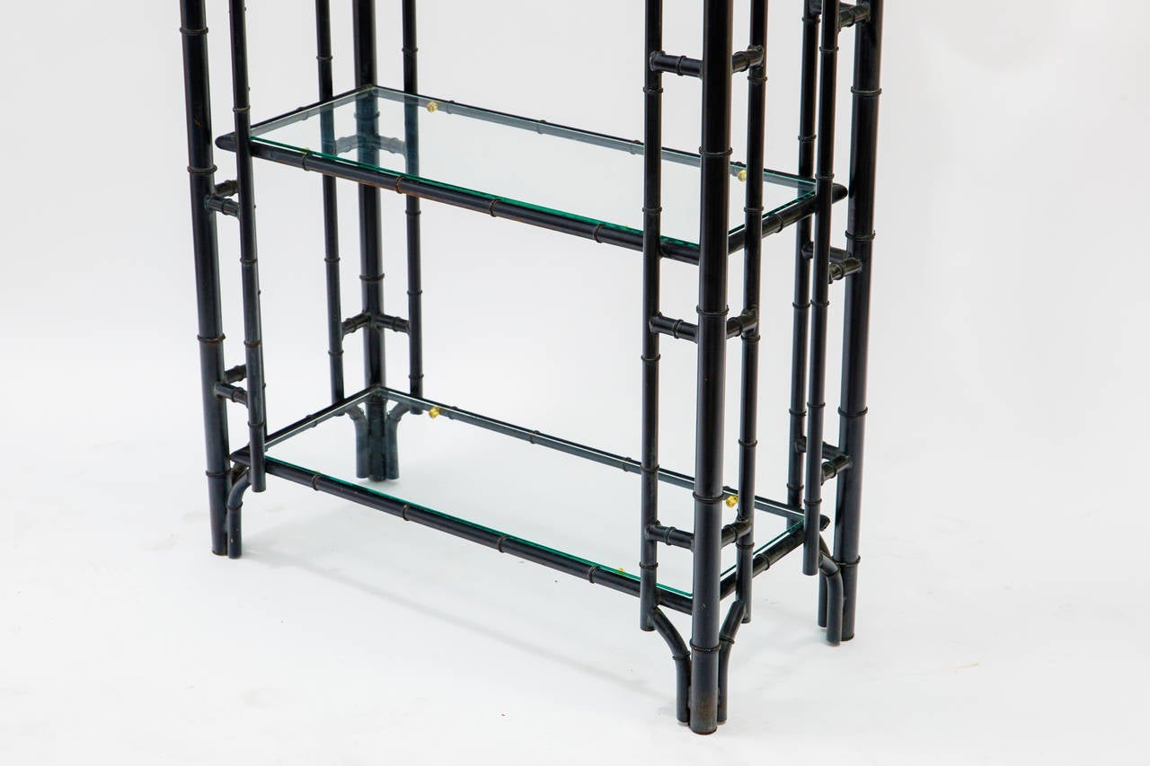 Pair of Iron Asian Style, Faux Bamboo Etageres
