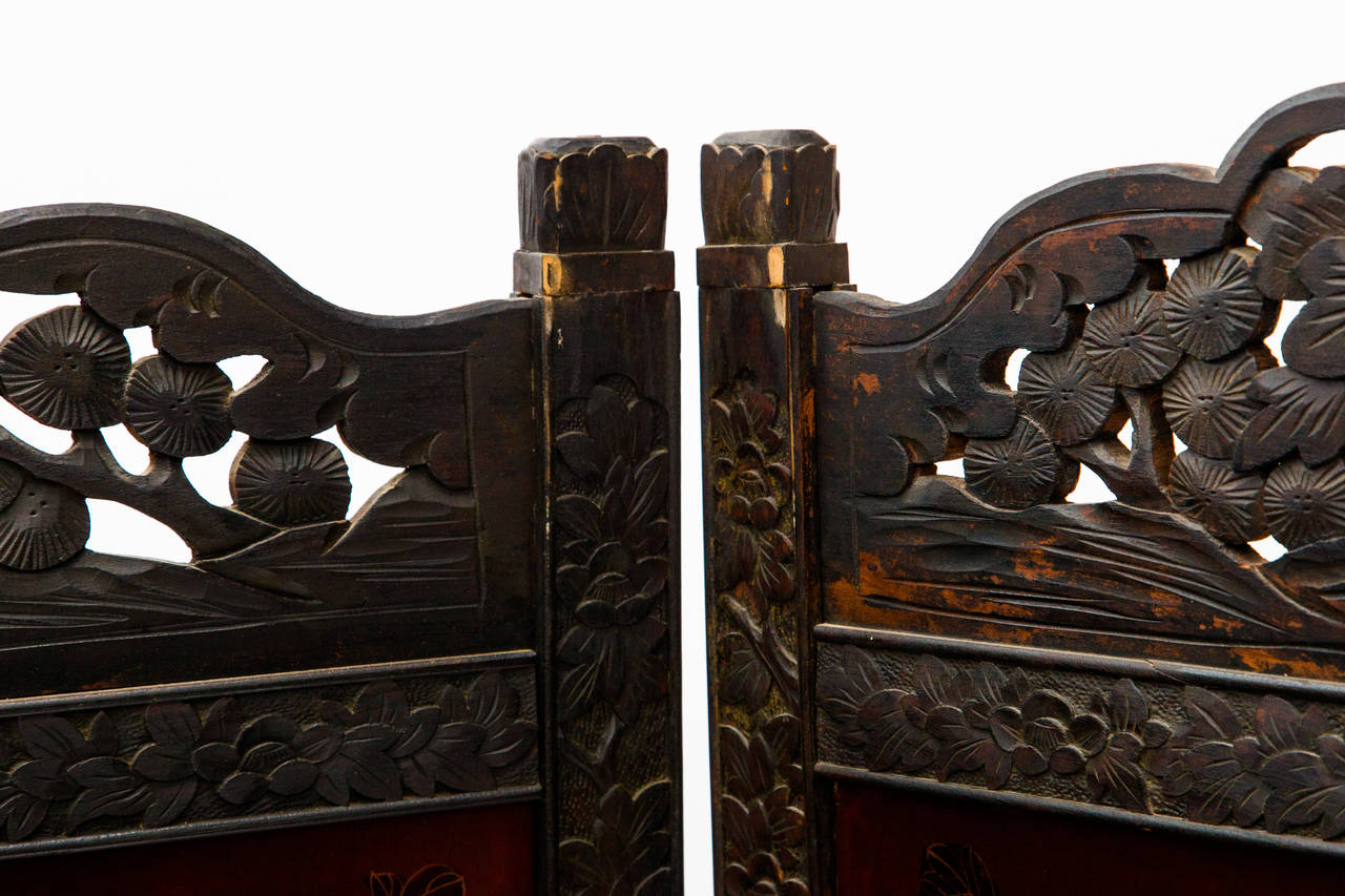 Chinese Wood Screen with Hardstone Decoration 1