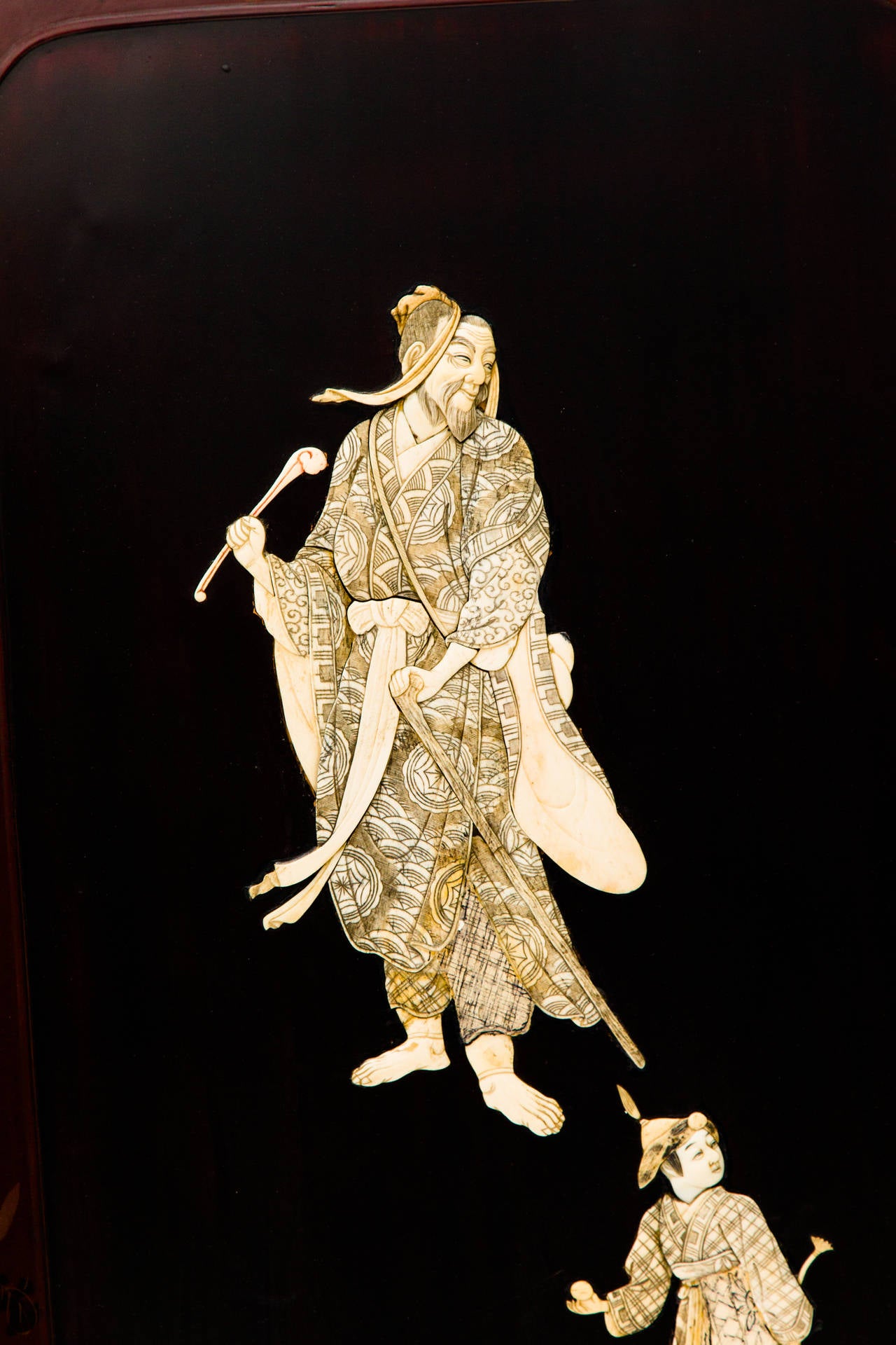 Chinese Wood Screen with Hardstone Decoration 2