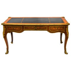 1940s French Bureau Plat with Bronze Mounts