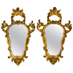 Pair of Small Italian Carved Gilt Mirrors