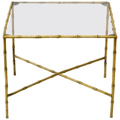 Italian Brass Faux Bamboo Accent Table