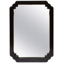 Asian Style Lacquered Wood Wall Mirror