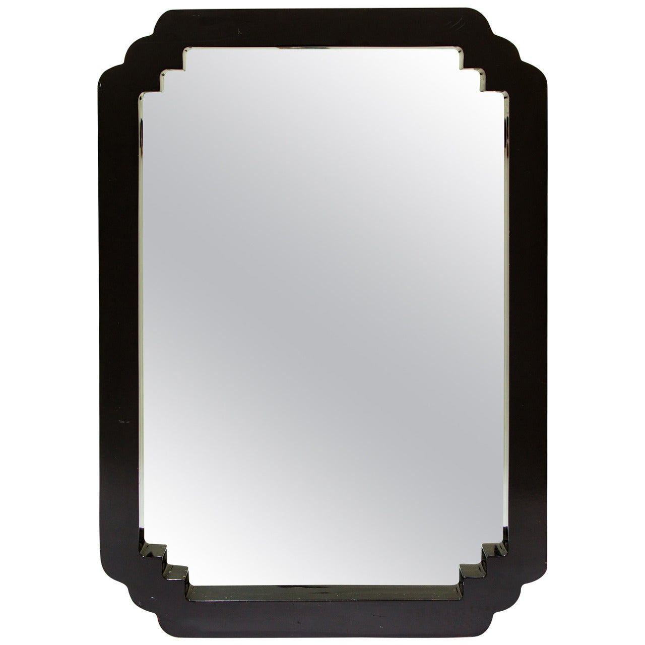 Asian Style Lacquered Wood Wall Mirror