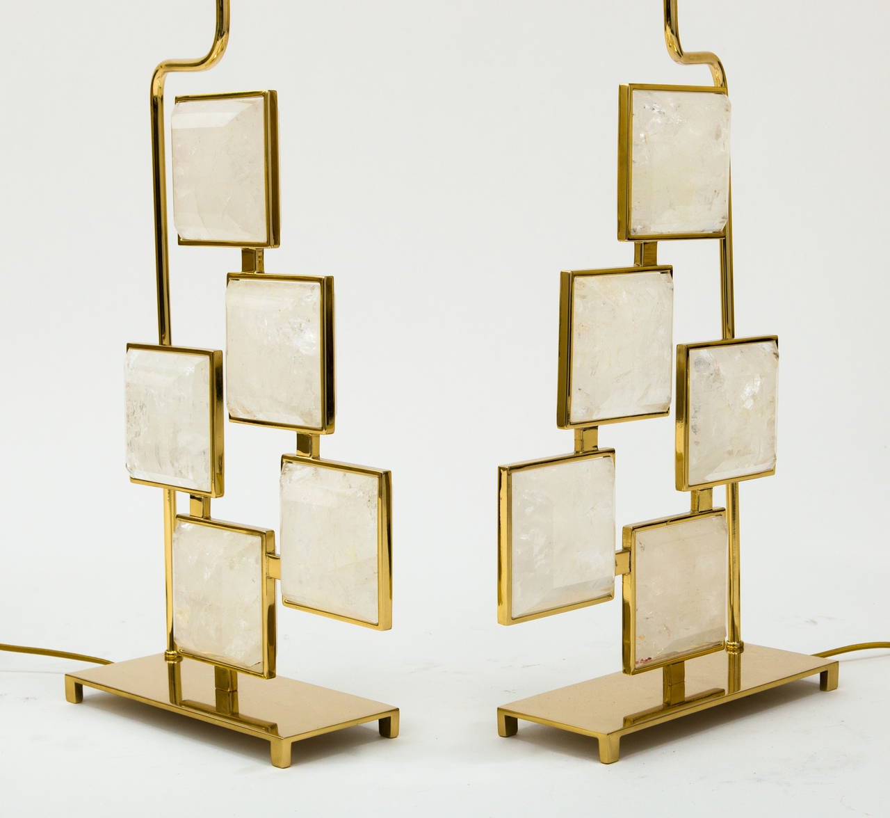 Américain Paire de lampes modernes en cristal de roche, édition limitée en vente